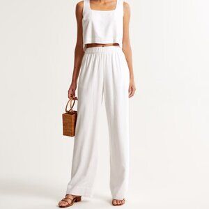 Abercrombie  Linen-Blend Pull-On Pant - White - XS
